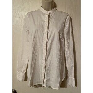 Ann Taylor White Long Sleeve Blouse Sequined Center Button Up Women’s SZ 8